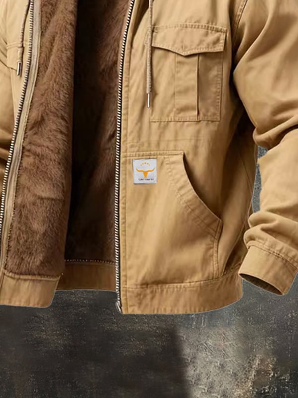 Riccardo - Retro Outdoor Coat with Hood and Pocket