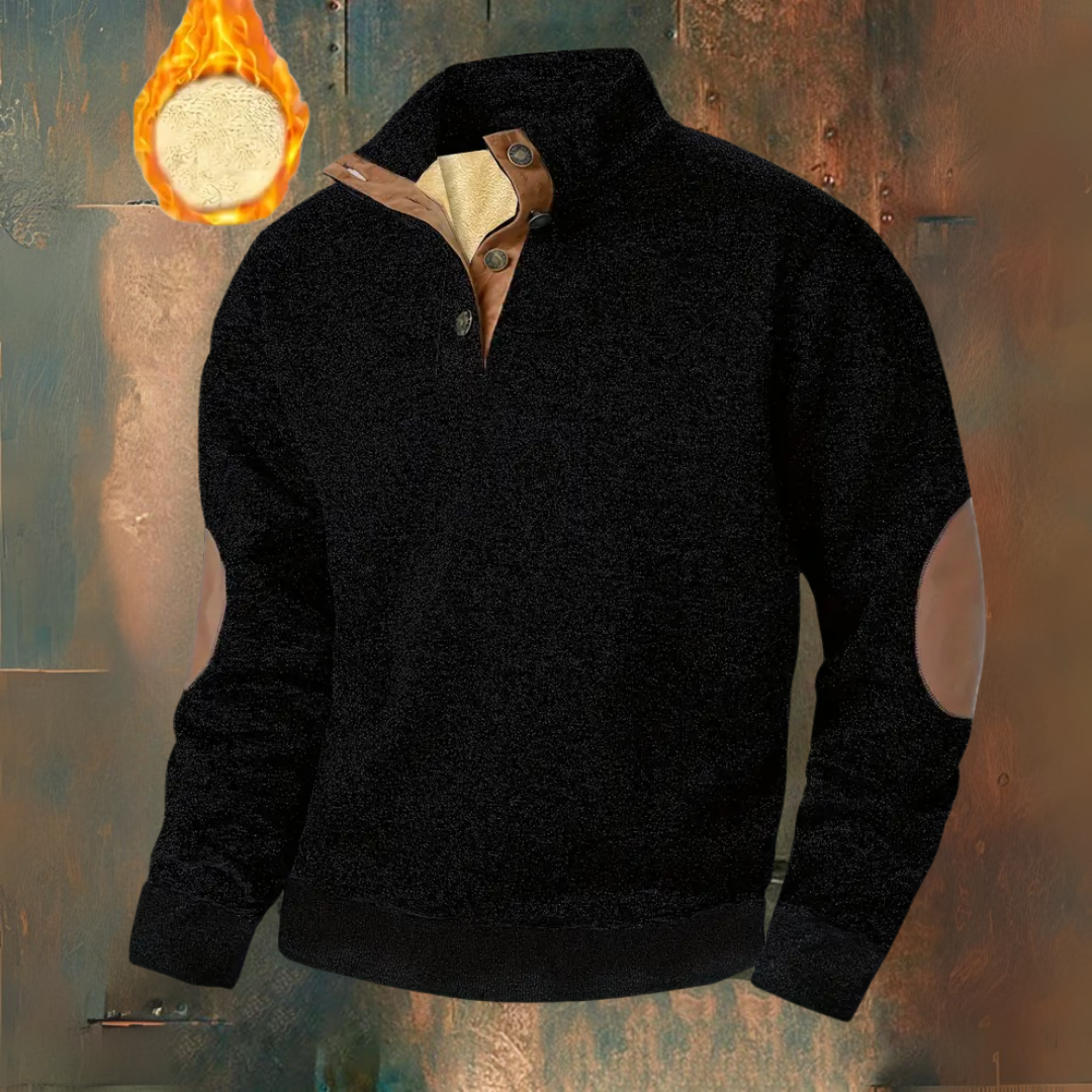 Ruben I Warm Fleece Hoodie with Button Closure