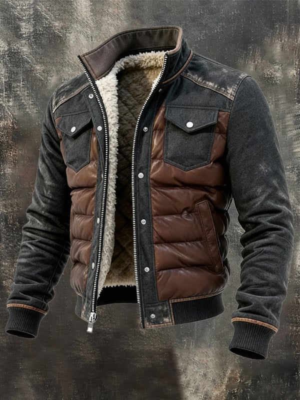 Esposito - Retro Quilted Patchwork Coat for Outdoors with Zipper