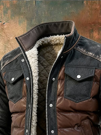 Esposito - Retro Quilted Patchwork Coat for Outdoors with Zipper