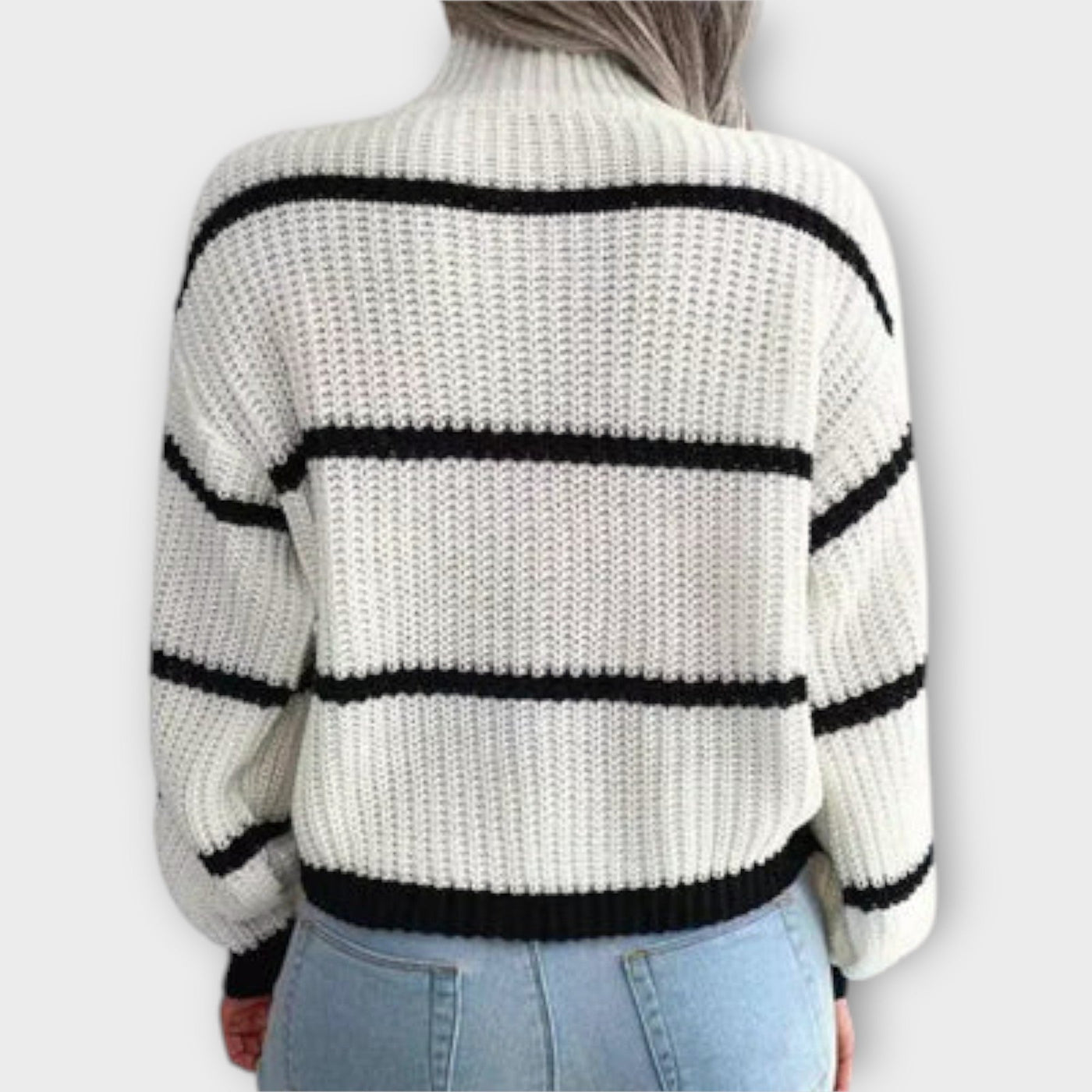 Chavala | Striped Turtleneck Sweater