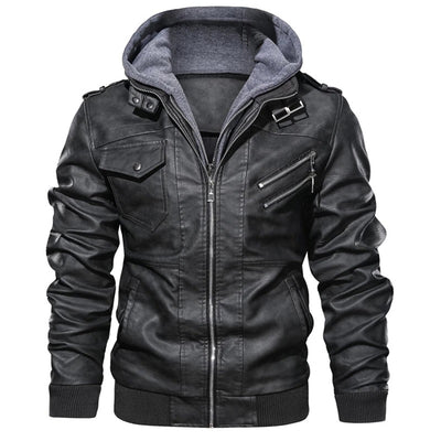 Jacob - Men's Leather Jacket with Hood