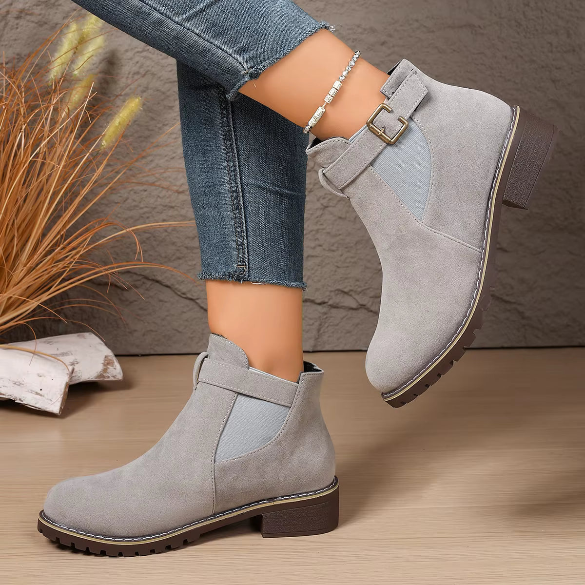 Claire | Suede Ankle Boots with Thick Heel