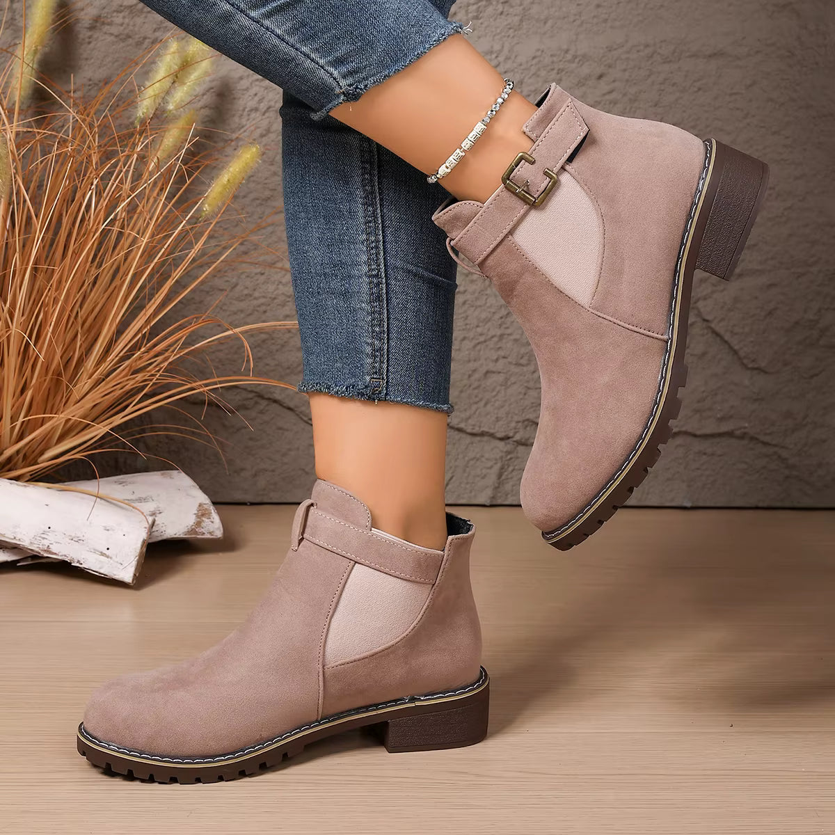Claire | Suede Ankle Boots with Thick Heel