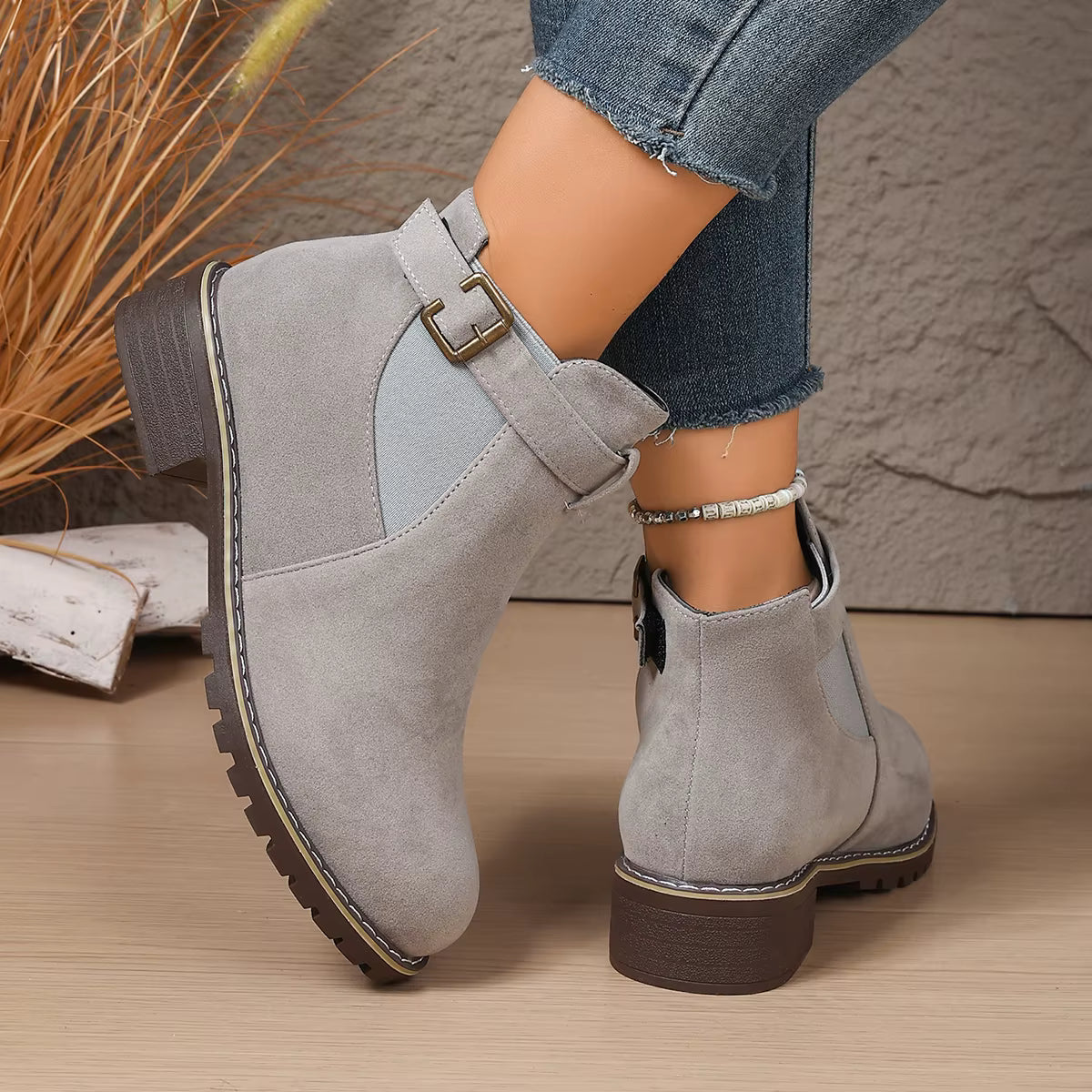 Claire | Suede Ankle Boots with Thick Heel