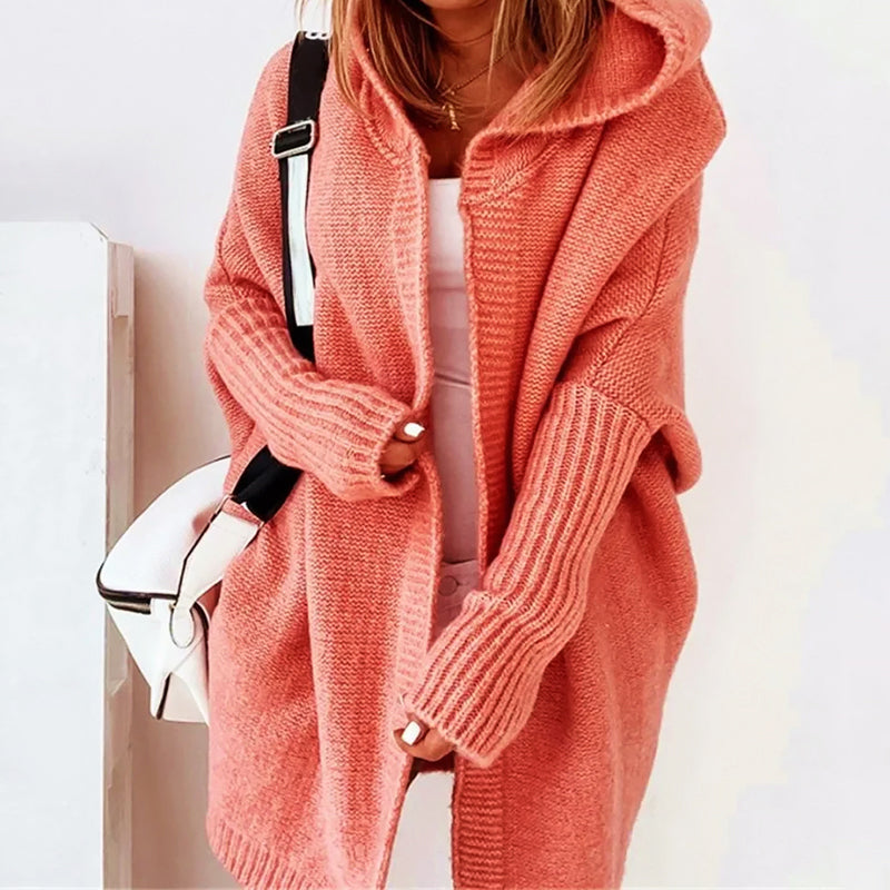 Valentina | Loose Knit Hooded Cardigan