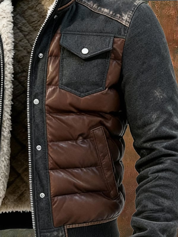 Esposito - Retro Quilted Patchwork Coat for Outdoors with Zipper