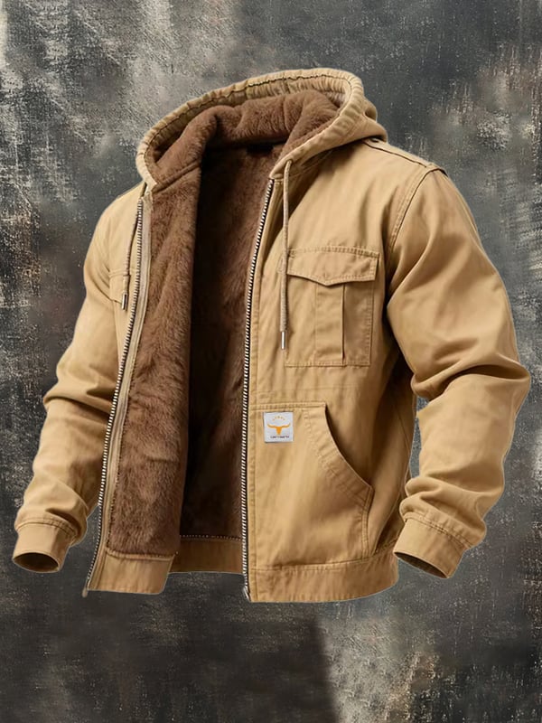 Riccardo - Retro Outdoor Coat with Hood and Pocket