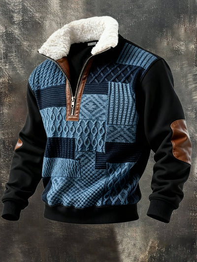 Abbott - Casual Retro Color Block Print Sweatshirt